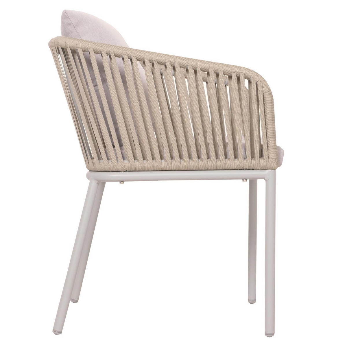 GARTENSTUHL 2er-Set 75x55x55cm wetterfest Aluminium Seilgeflecht Rope Grau Kissen Grau - Grau, Metall (55/75/55cm) - PROREGAL