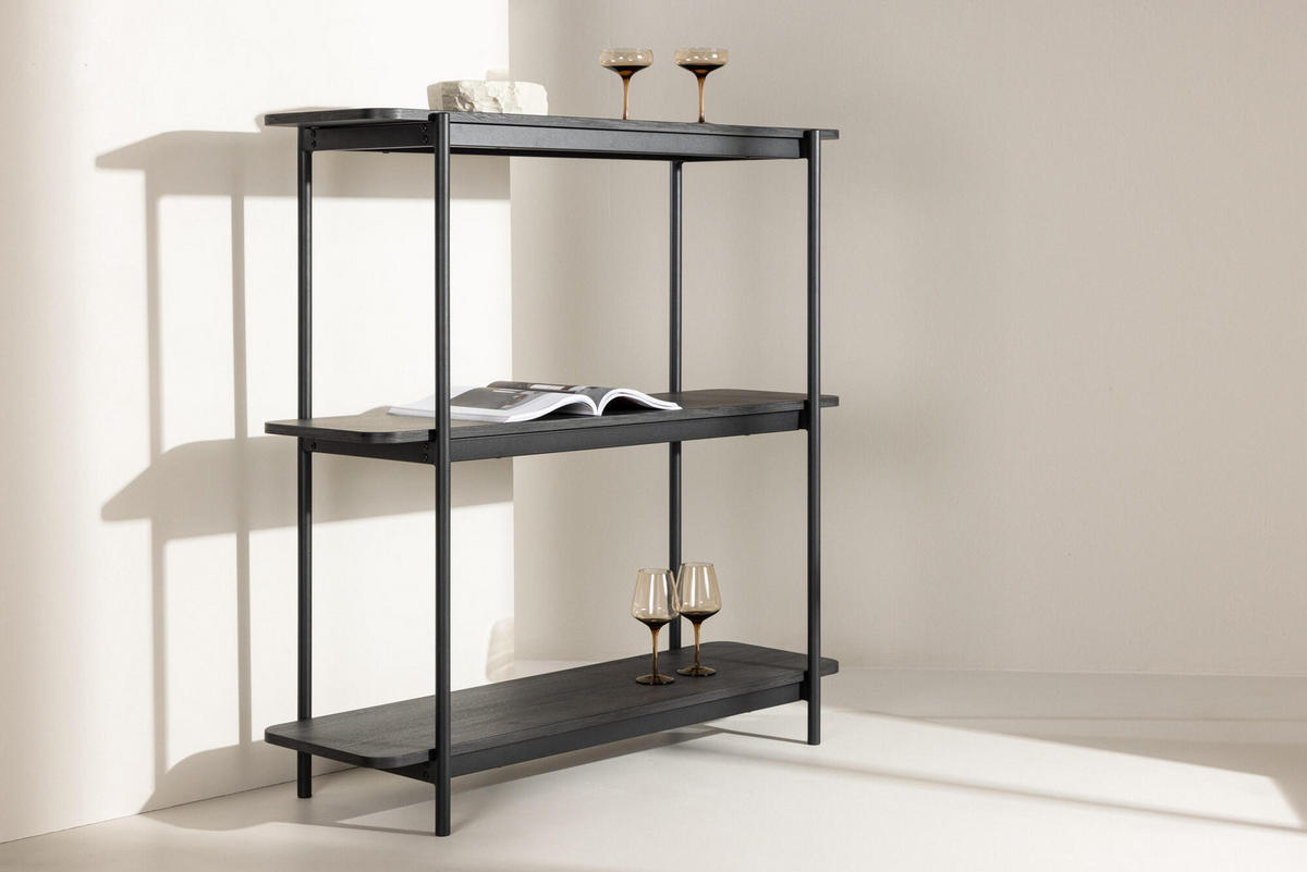 STANDREGAL HEIM Schwarz 120x40x120 cm - Schwarz, Holzwerkstoff (120/120/40cm) - FURNLUX