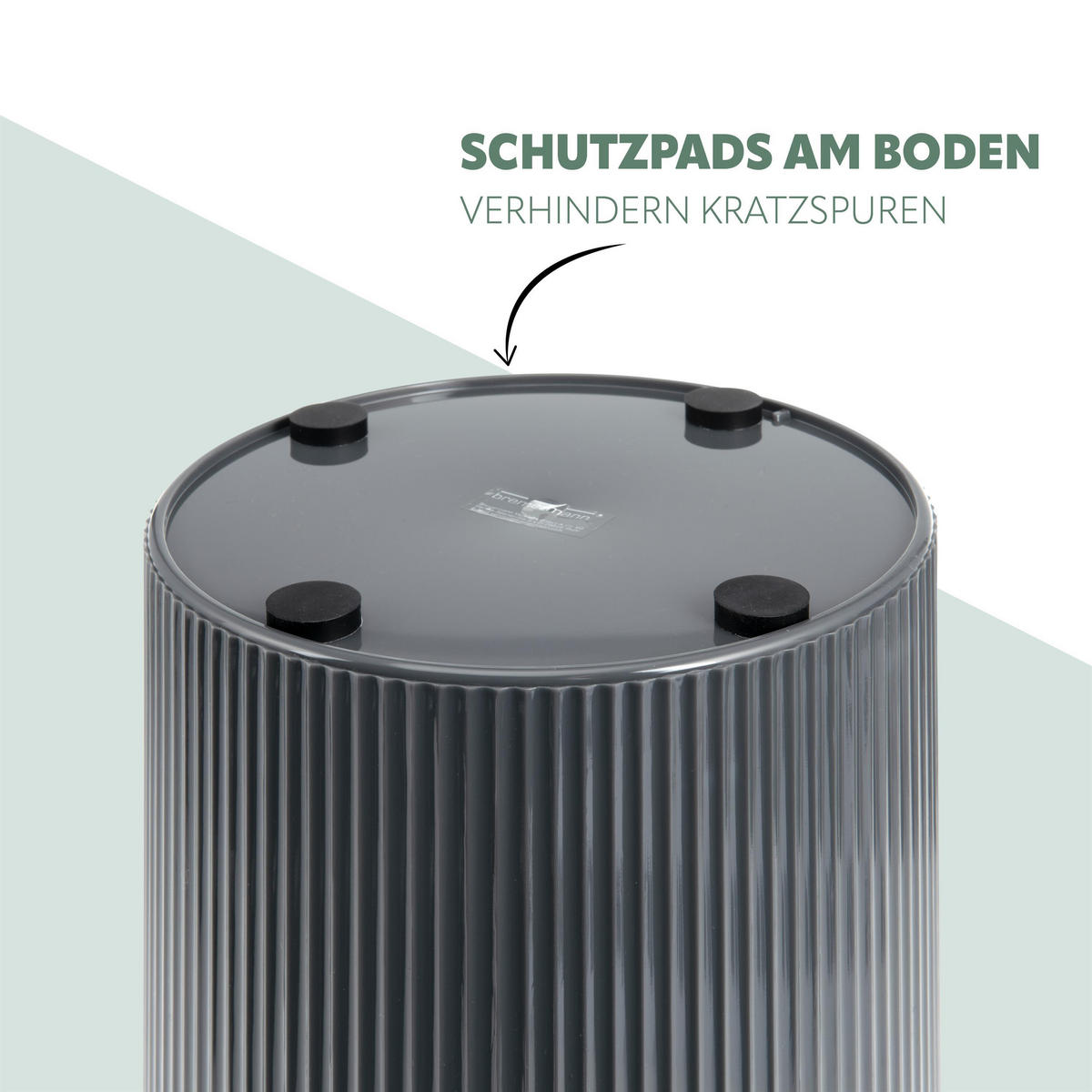 KOSMETIKEIMER 5,5 Liter, GAVELLO grau, Kunststoff - Grau, Kunststoff (19/24.5/19cm) - bremermann