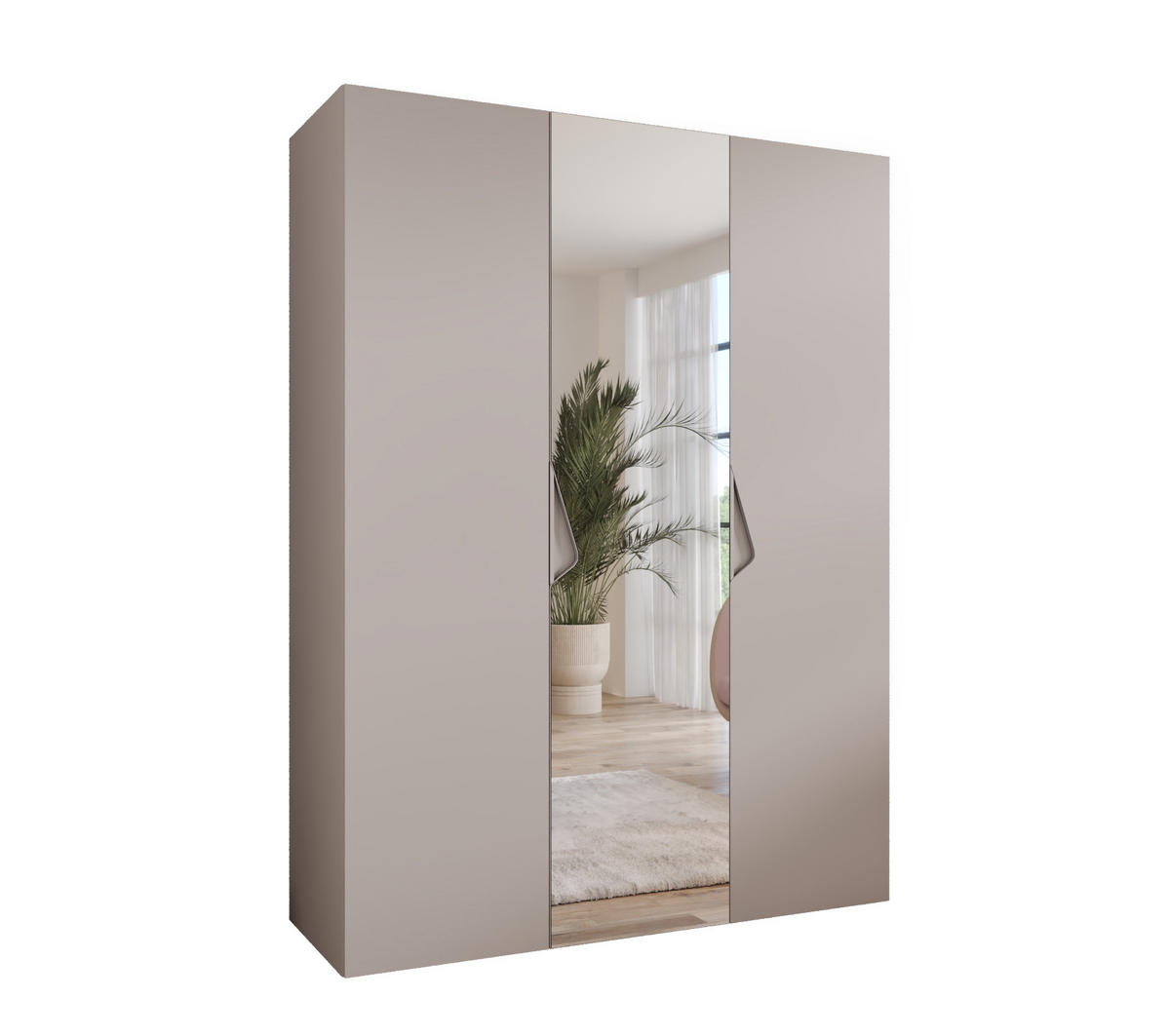 DREHTÜRENSCHRANK 202/150/52 3-türig - Beige, Holz/Metall (150/202/52cm) - Abiks Möbel