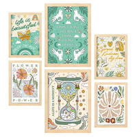 POSTER Set Mit 6 Drucken Von Live In Brilliant Groovy Style Postersammlung Dekorative Rahmen Für Zuhause Wandkunstdruck A3 & A4 Rahmen Aus Hellem Holz - Beige, Papier (29/3cm) - Nacnic