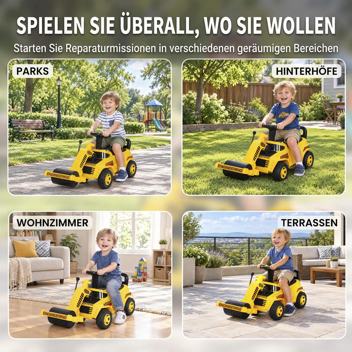 KINDER-SITZBAGGER Kunststoff Gelb - Gelb, Kunststoff (95/29/41cm) - AIYAPLAY