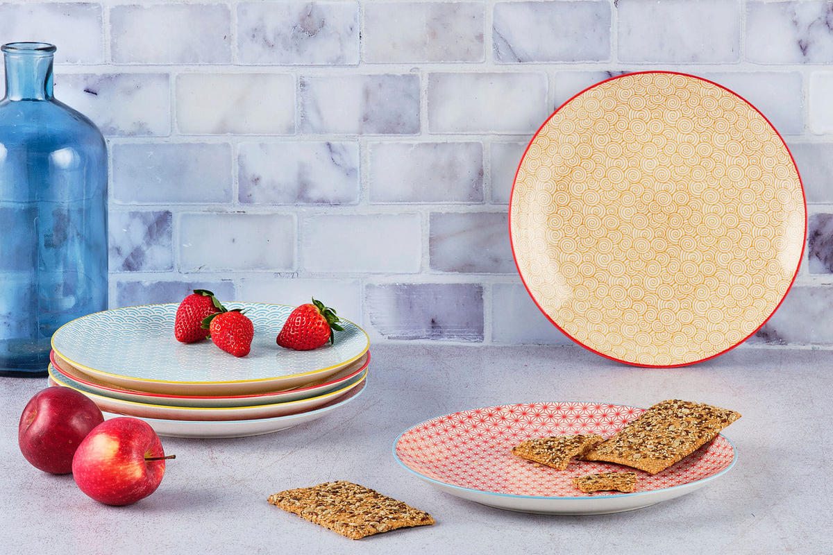 TELLER Pattern Ø26cm - 6er-Set - Color - Blau, Keramik (26cm) - Björn