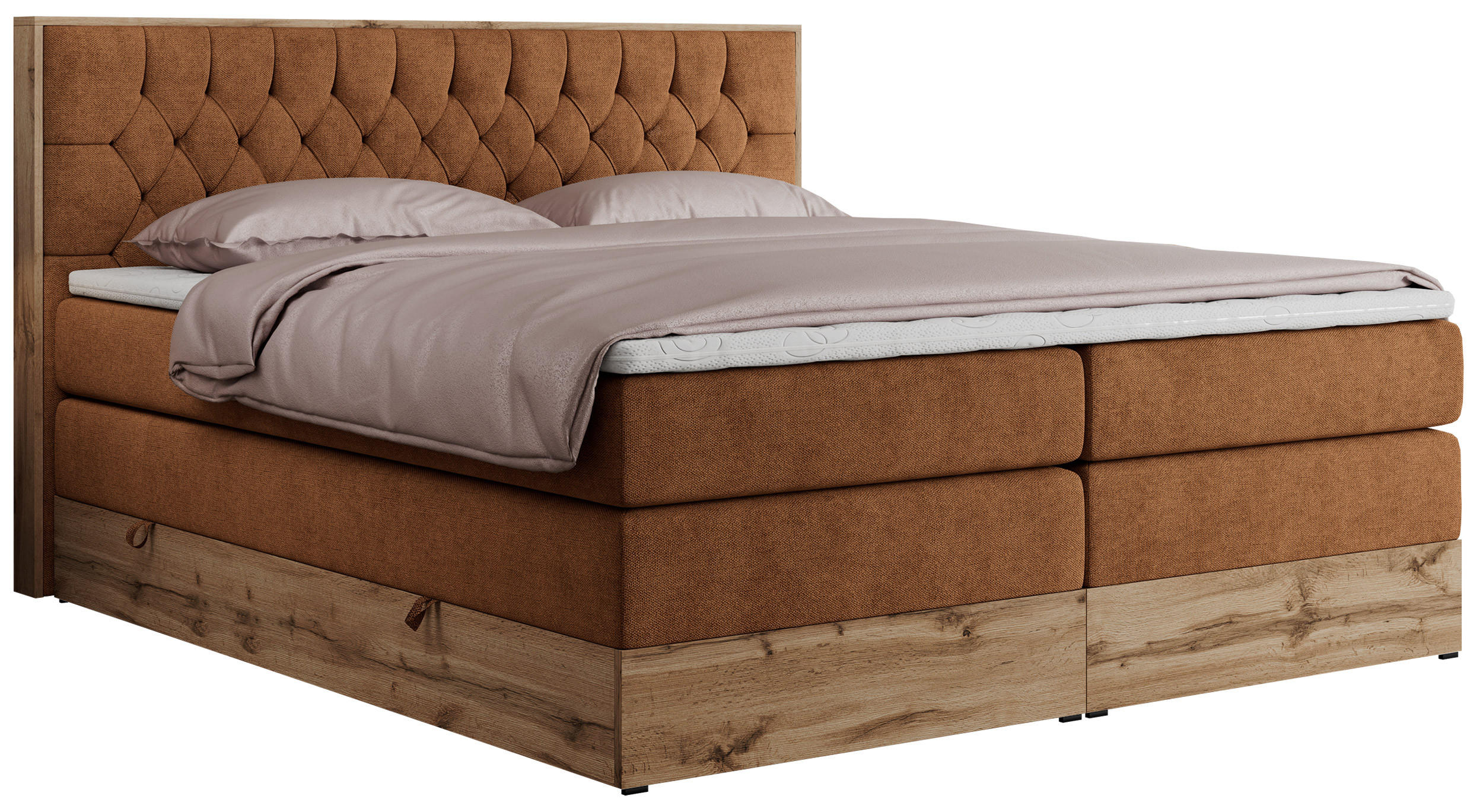 BOXSPRINGBETT AMORE KING 180/200 Orange Struktur - H3 - Orange, Holz/Textil (180/200cm) - MKS