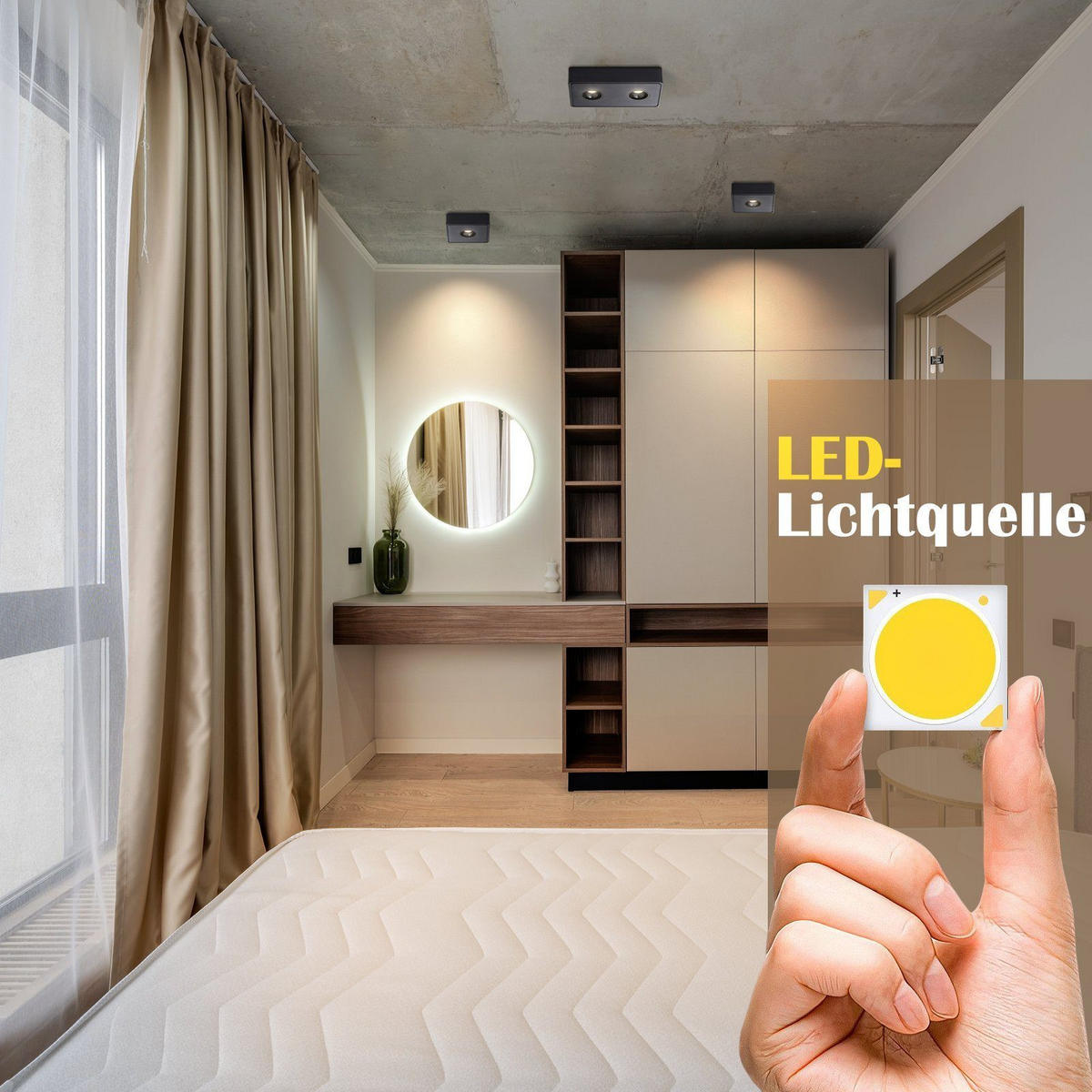 LED-DECKENSTRAHLER Eldridge 132/132/55cm - Schwarz, Metall (132/132/55cm) - Nettlife