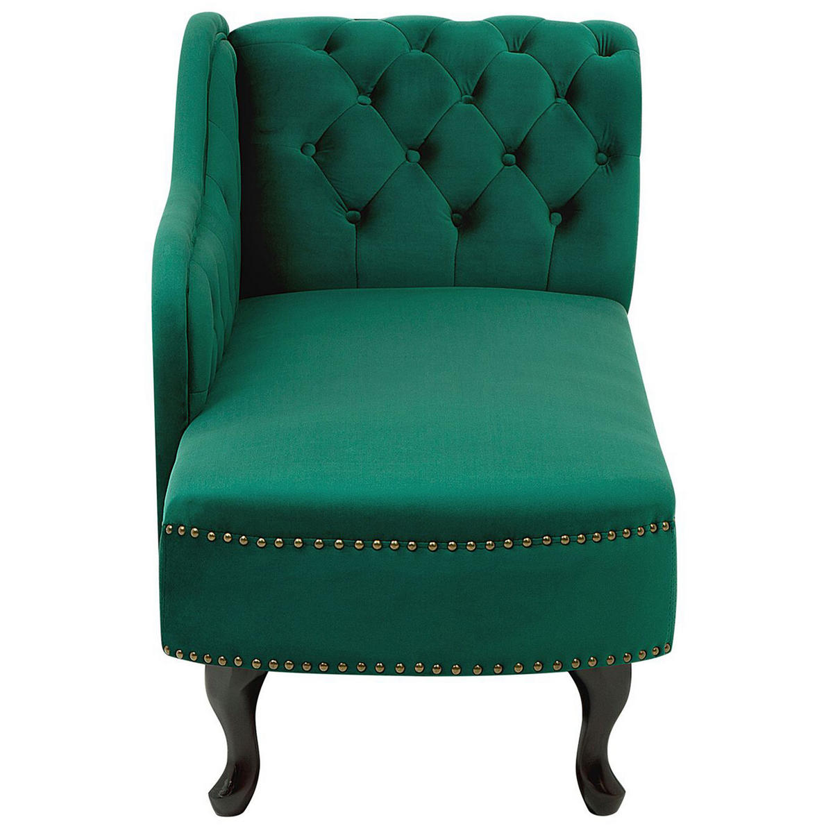 CHAISELONGUE Samtstoff grün rechtsseitig Nimes - Dunkelbraun/Grün, Textil (170/79/61cm) - Beliani