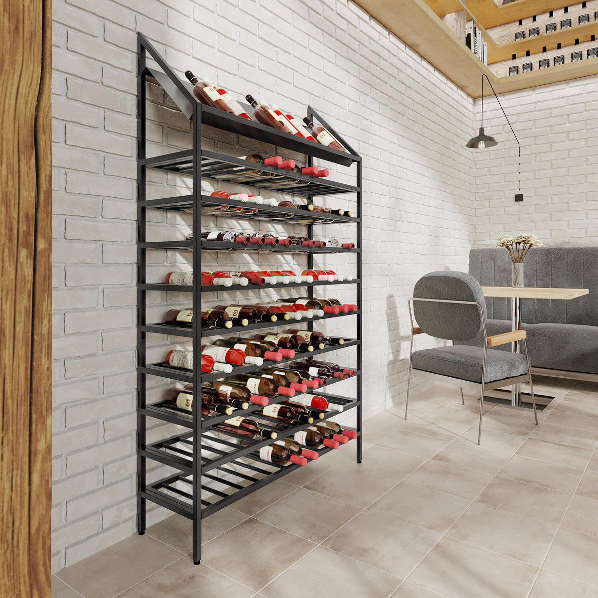 WEINREGAL für 169 Flaschen aus Metall, schwarz Napa - Schwarz, Metall (100/170/30cm) - Metalo Pro