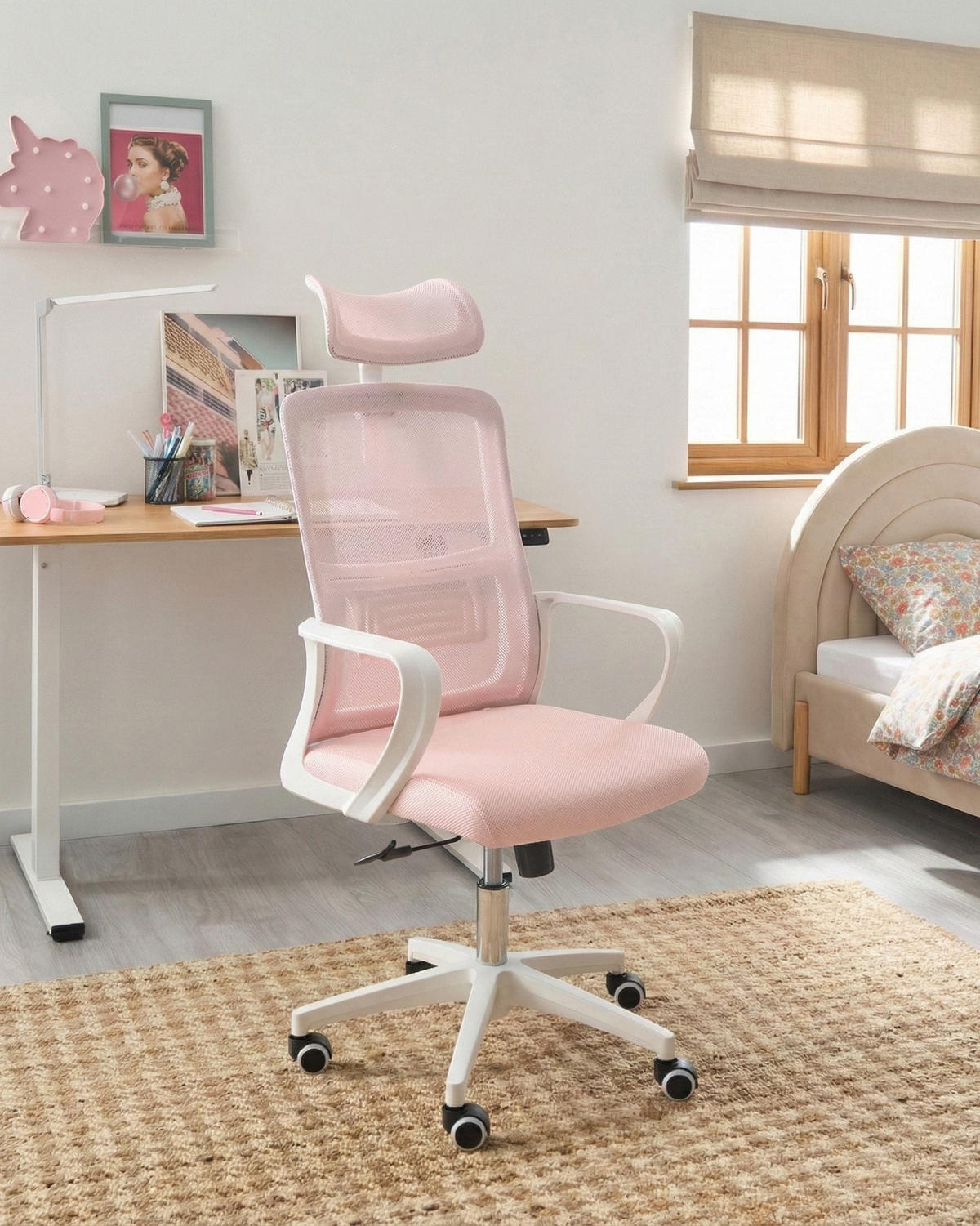 BÜROSTUHL Pastellrosa Monarch - Pink, Textil (46/110/62cm) - Beliani