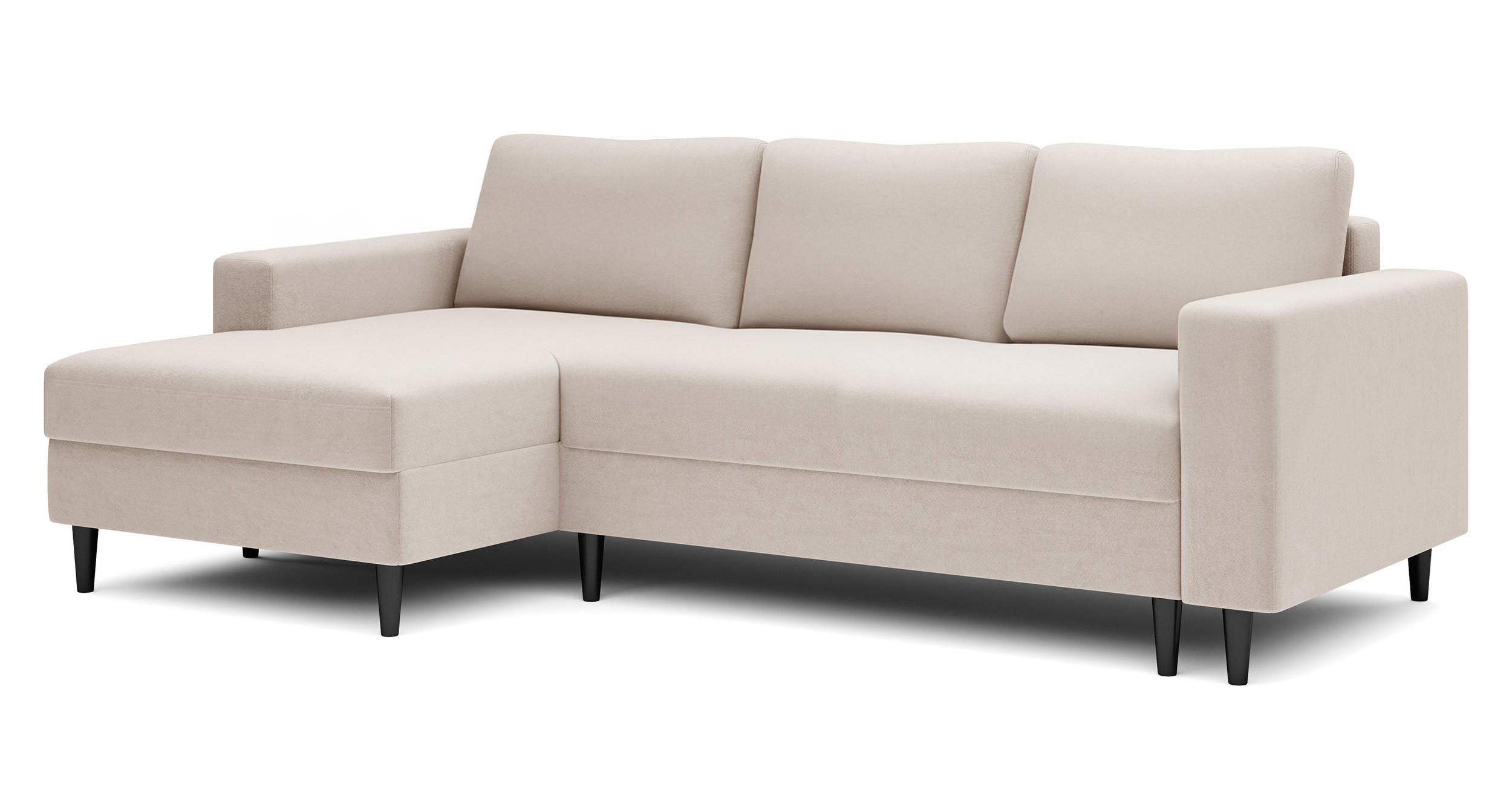 ECKSOFA Nalika Cremeweiß Velours - Creme/Schwarz, Holz/Textil (230/143cm) - Selsey