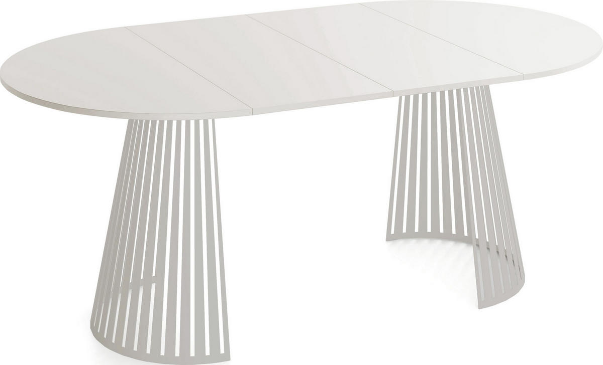 ESSTISCH Naro rund ausziehbar mit Lamellen-Metallgestell in Grau-Beige, Grau-Beige 120-200/120/76 cm - Kaschmir/Beige, Holzwerkstoff/Metall (120/120/76cm) - WFL GROUP