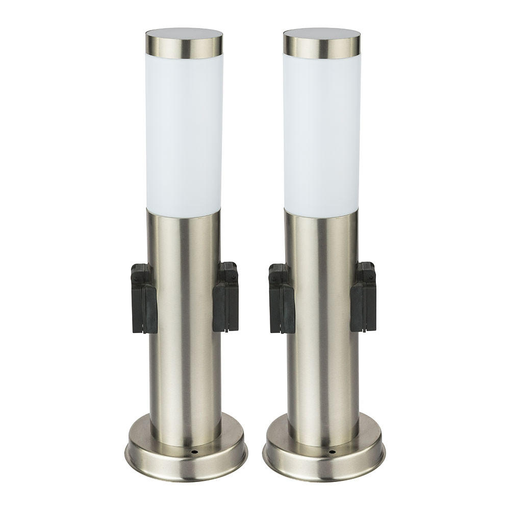 LED STEHLEUCHTE Silber Modern 2er Set - Silberfarben, Metall (8/8/45cm) - Globo Lighting