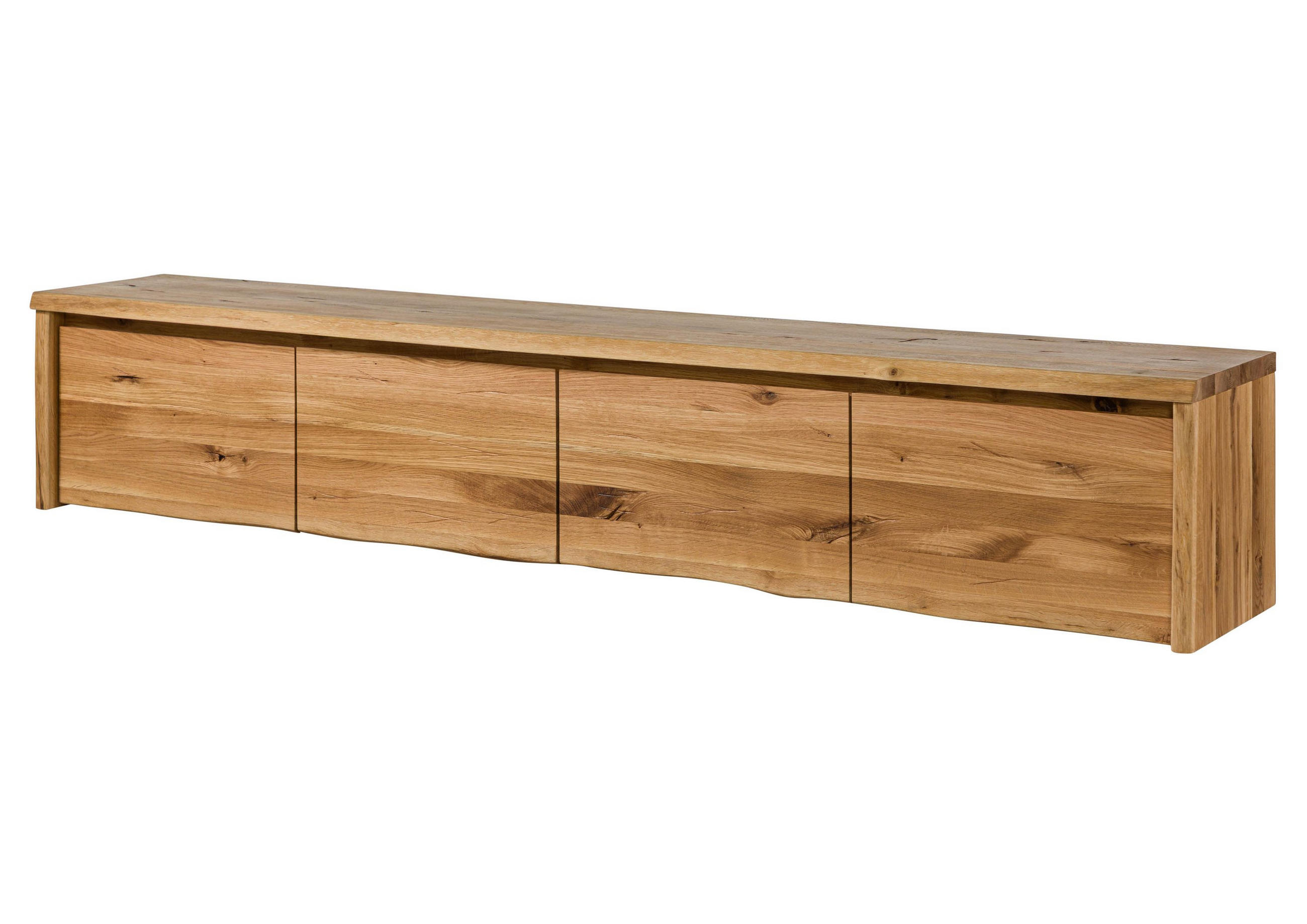 LOWBOARD Wildeiche 220x40x40 natur geölt PURE OAK #120 - Braun, Holz (220/40/40cm) - Massivmoebel24