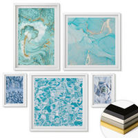 WANDBILDER 5er-Set - 50x50 cm & 20x30 cm & 40x60 cm Weißer Rahmen - Pflanzenmuster große minimalistische Sonnen - Weiß, Kunststoff (40/60cm) - ArtPrintCave