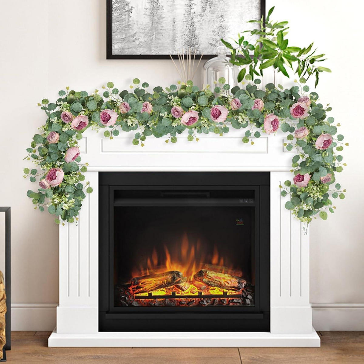 KÜNSTLICHE Blumengirlande Eukalyptus 200 cm Rosa 2-teiliges Set - Multicolor, Kunststoff (10cm)