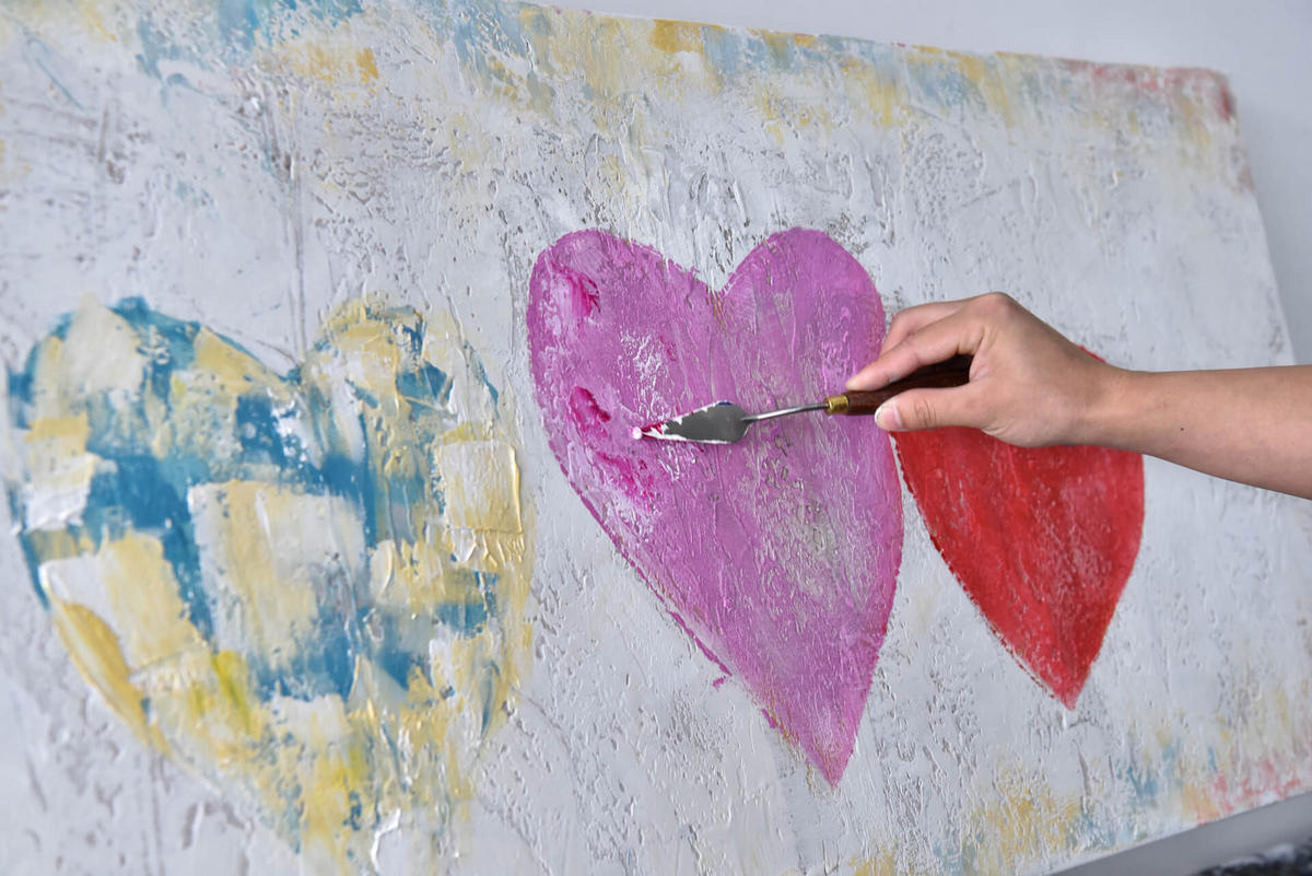 ÖLGEMÄLDE 150/50 cm - Türkis/Pink, Holz/Textil (150/50cm) - KUNSTLOFT