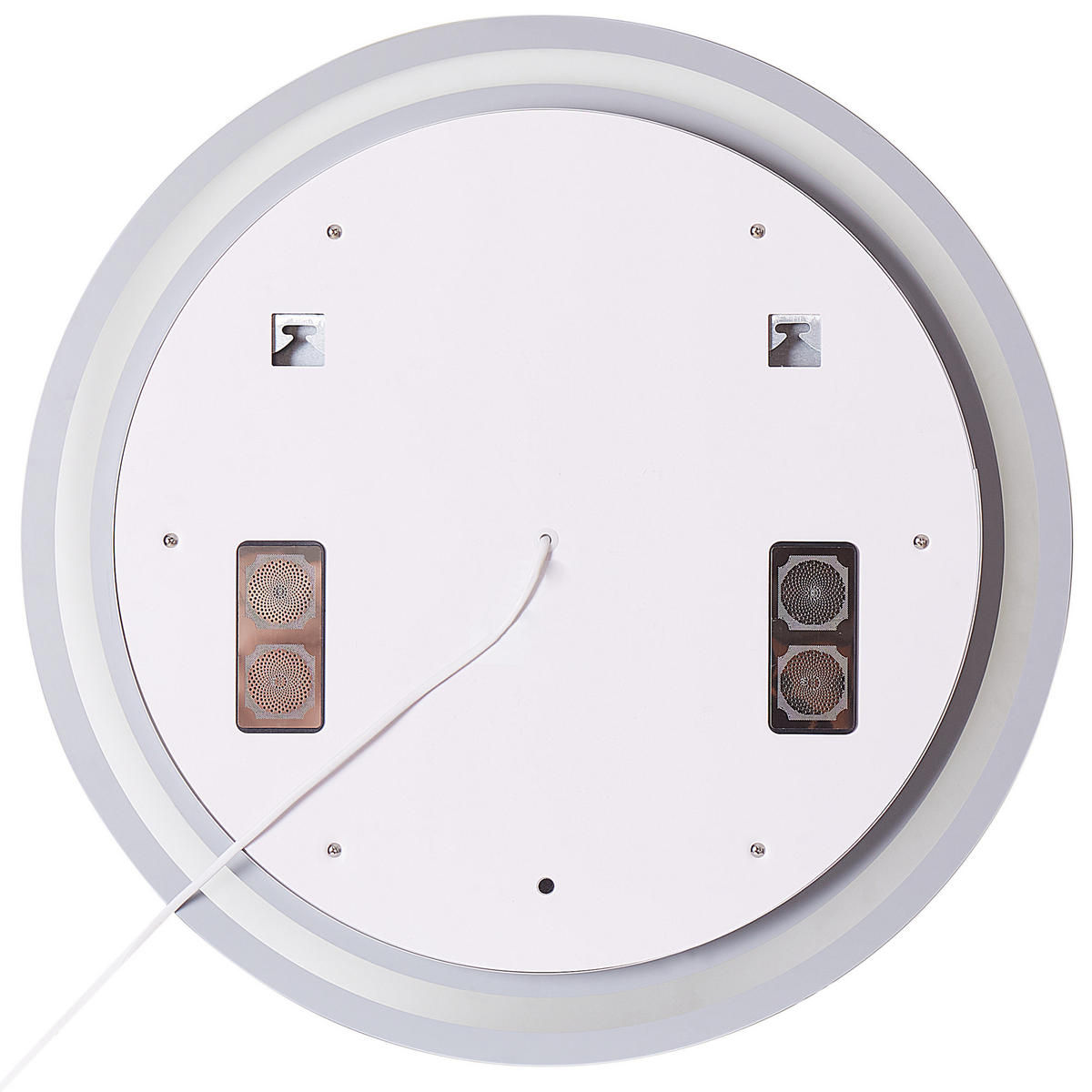 OGLINDĂ DE BAIE CU LED 60/60 cm cu Bluetooth-Lautsprecher argintie Brognon - argintiu, sticlă (60/60/4cm) - Beliani