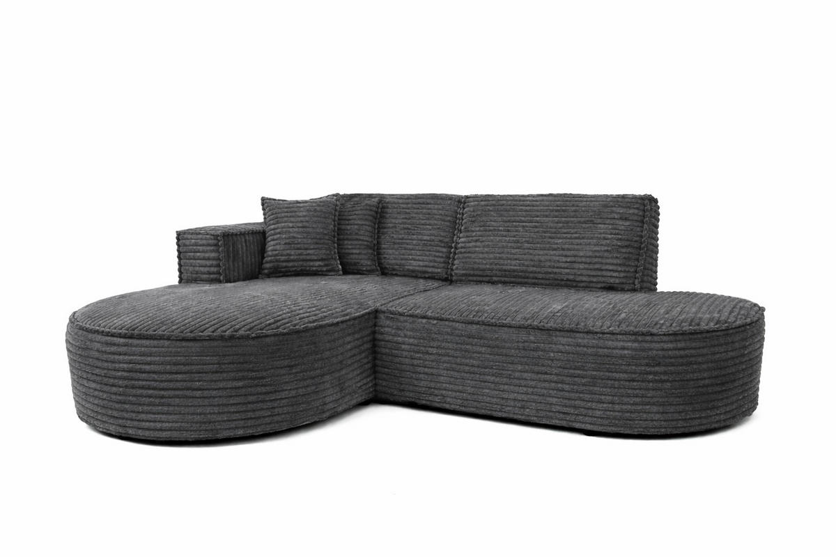 ECKSOFA L-Form, Cordstoff Velo, Dunkelgrau, Links, Modena Studio - Dunkelgrau, Holz (236/165cm) - Kaiser Möbel