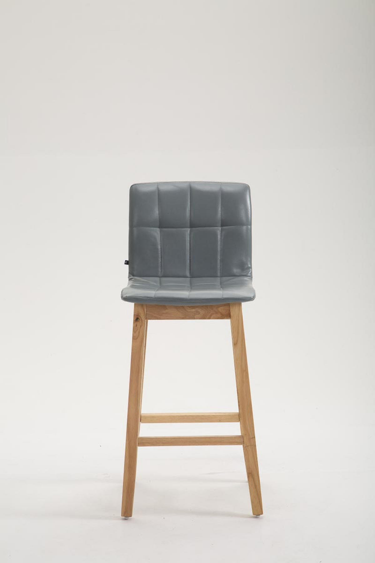 BARHOCKER Lederlook grau - Eukalyptusholzfarben/Grau, Holz/Textil (47/106/50cm) - CLP