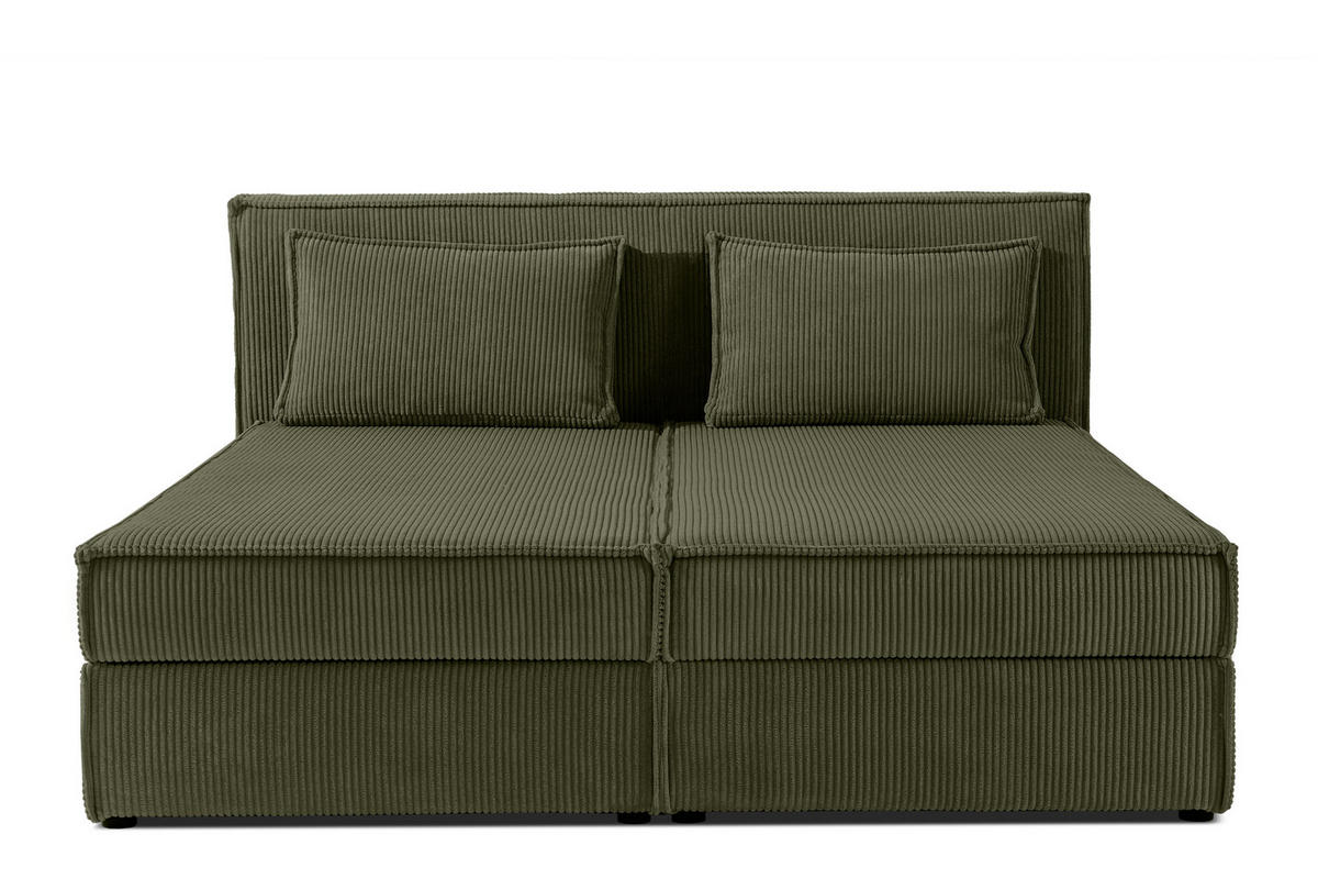 BOXSPRINGBETT ROTI mit Stauraum, oliv - Schwarz/Olivgrün, Holz/Holzwerkstoff (180/200cm) - KONSIMO®