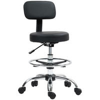 BÜROSTUHL Ergonomischer Zeichenstuhl, Höhenverstellbar Computerstuhl mit Fußring - Schwarz, Kunststoff (52/92/52cm) - HOMCOM