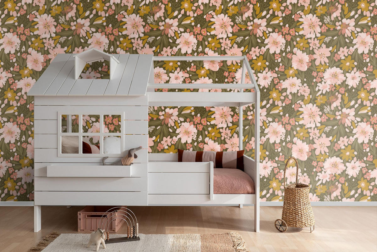 FOTOTAPETE Blumen 2.5 x 2.79 m - Grün, Papier (250/279cm) - ESTAhome