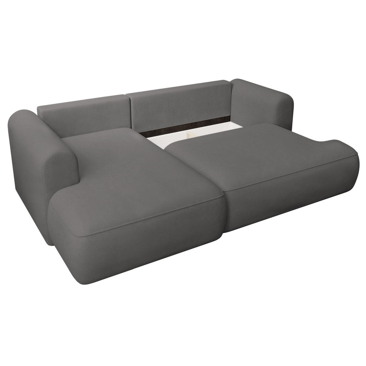 ECKSCHLAFSOFA Ovo Mini Dunkelgrau Easy-Clean-Chenille-Bezug - Dunkelgrau/Schwarz, Kunststoff/Textil (238/156cm) - Selsey