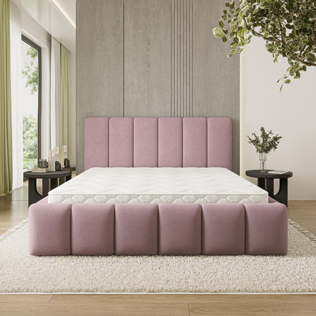 POLSTERBETT ATTORA SR 180x200 cm mit Bettkästen - Rosa - Rosa, Holz (180/200cm) - MASSENO