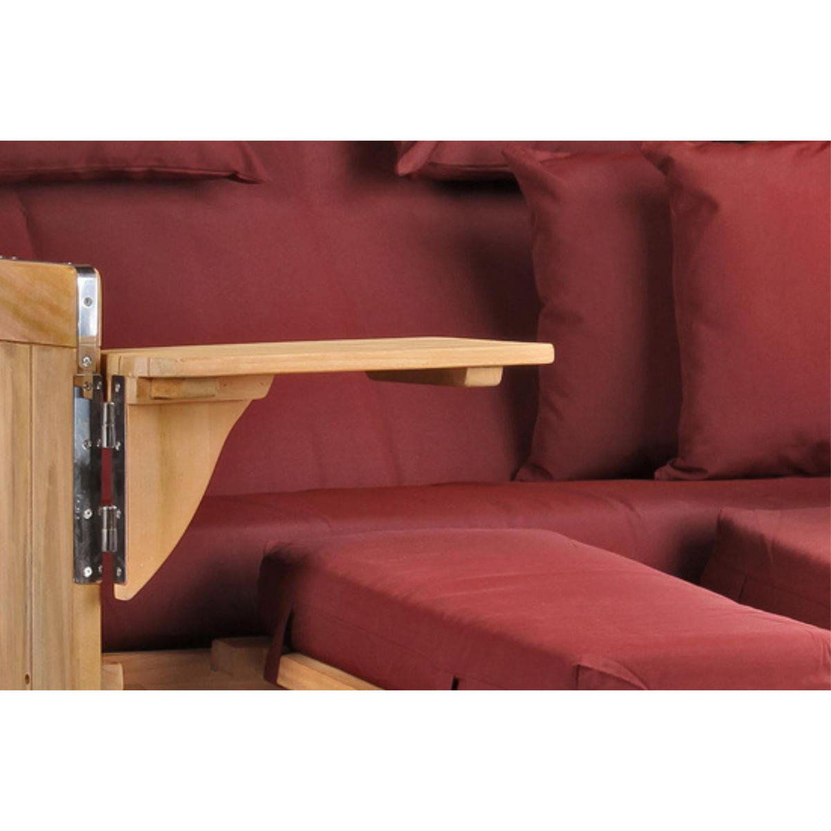 STRANDKORB Baltikum Teak 2,5 Sitzer - Rot/Braun, Holz/Metall (142/170/95cm) - Mr. Deko