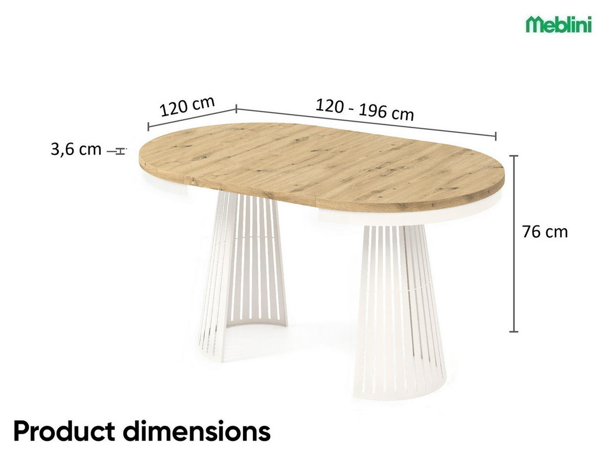 ESSTISCH Cone Bis - Kaschmir/Beige, Holzwerkstoff/Metall (120/120/76cm) - Meblini