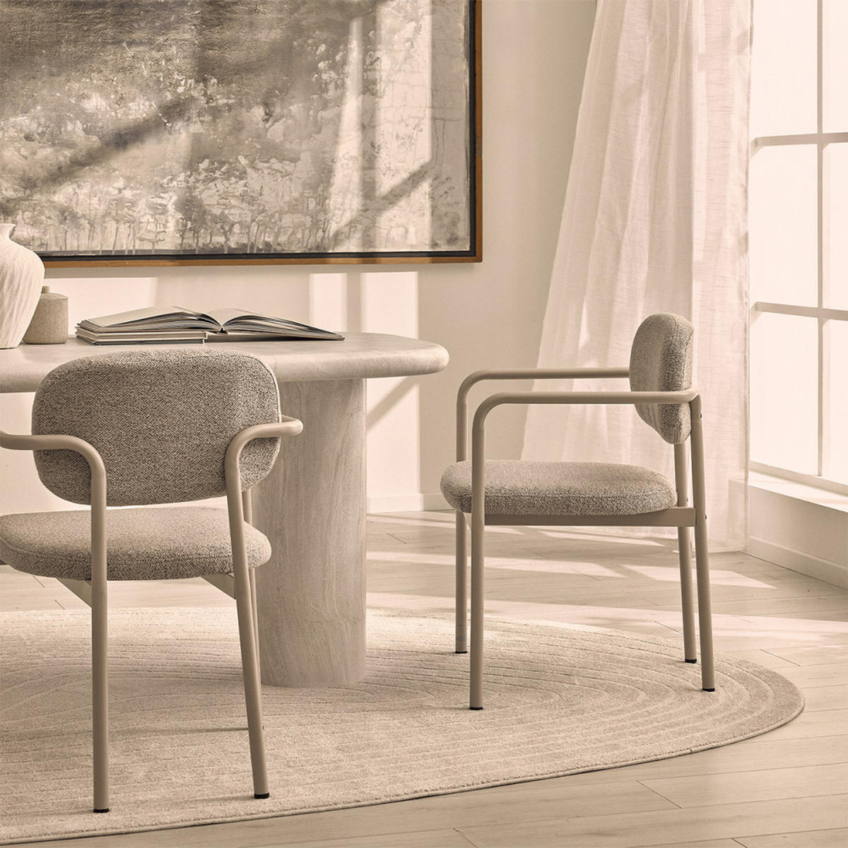 ESSZIMMERSTUHL - Beige - 2er-Set - Beige, Textil (54/80/53cm) - Drawer