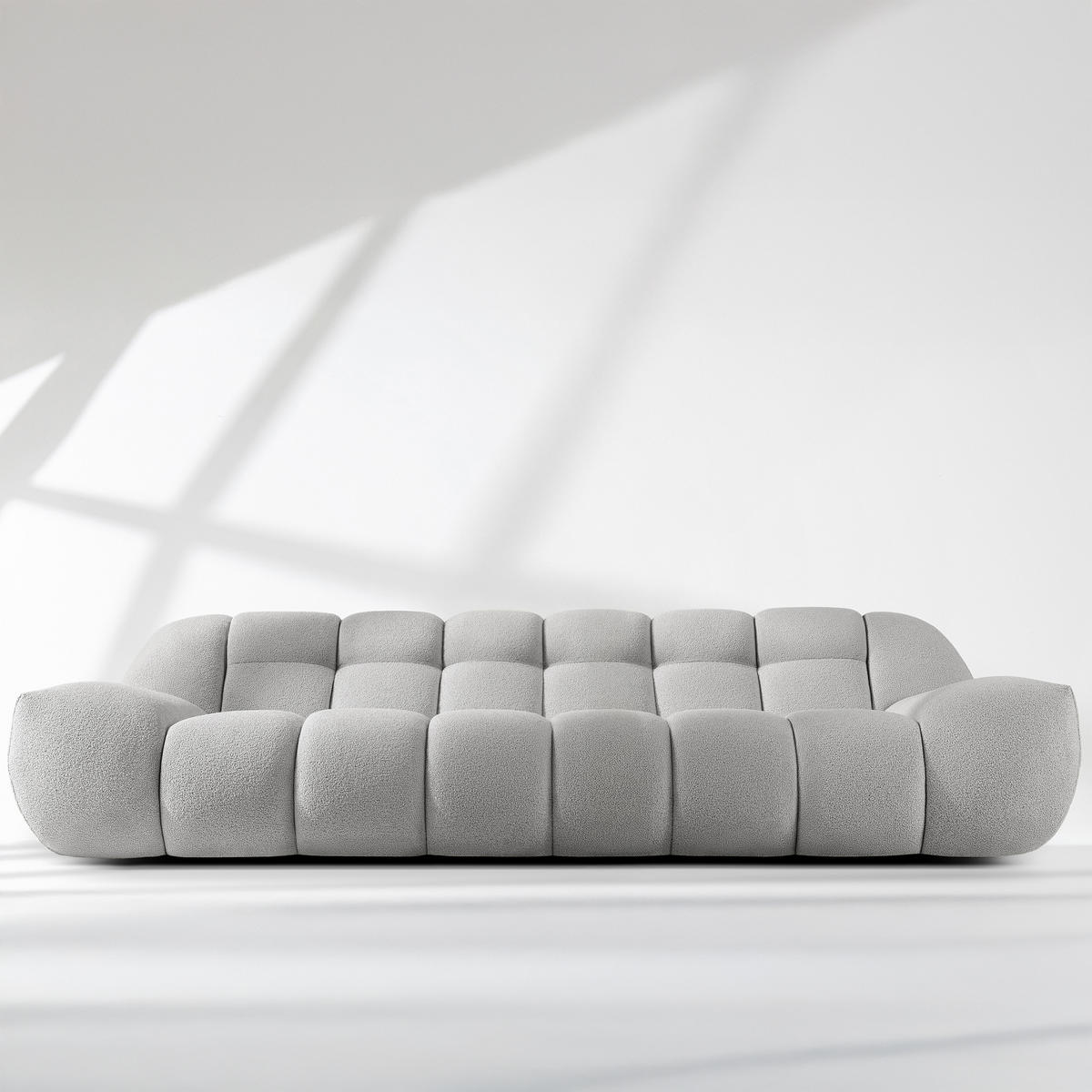 SITZGARNITUR VENA Bouclé, Hellgrau - Hellgrau, Holz/Textil (65/38/65cm) - KONSIMO®