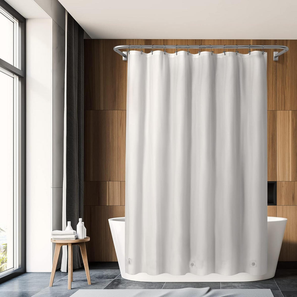 DUSCHVORHANG Weiß PEVA leicht 200 cm - Weiß, Kunststoff (200/120cm) - MCBOSON