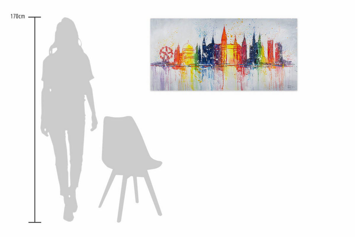 ACRYLBILD HANDGEMALT 120/60 cm - Multicolor/Grau, Holz/Textil (120/60cm) - KUNSTLOFT