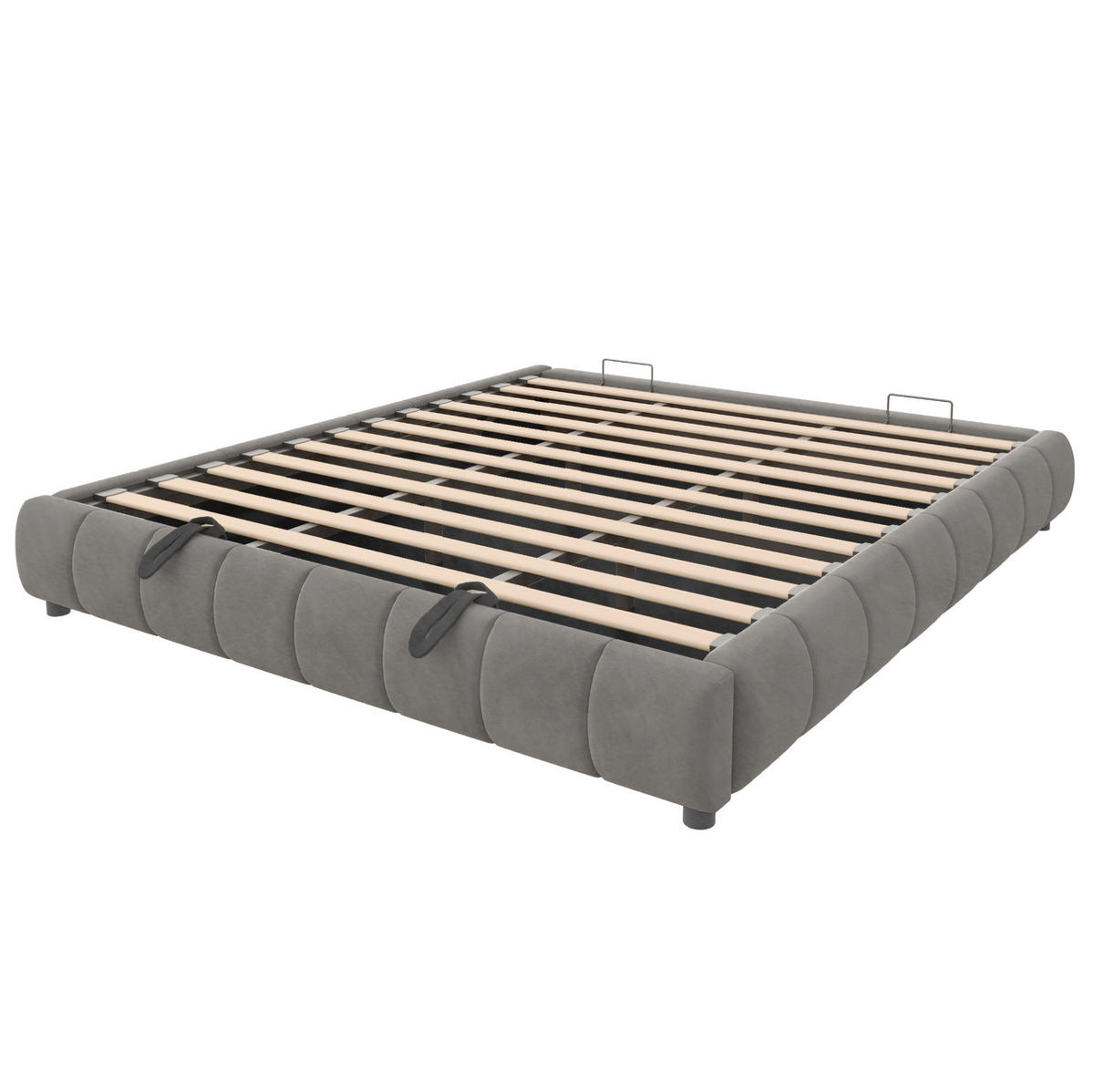 POLSTERBETT mit Stauraum und LED 180x200 cm Samt Grau - Grau, Metall (180/200cm) - Beauniv