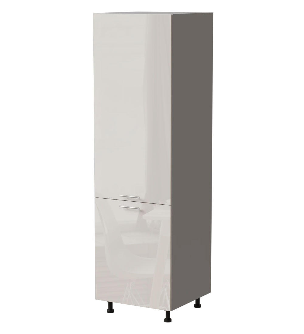 KÜHLSCHRANKUMBAUSCHRANK Brerra D14/DL/60/207 RAL 9001 creme Hochglanz / Grau Matt 60 / 59 / 207cm - Creme/Grau, Holz/Holzwerkstoff (60/207/59cm) - Feldmann-Wohnen