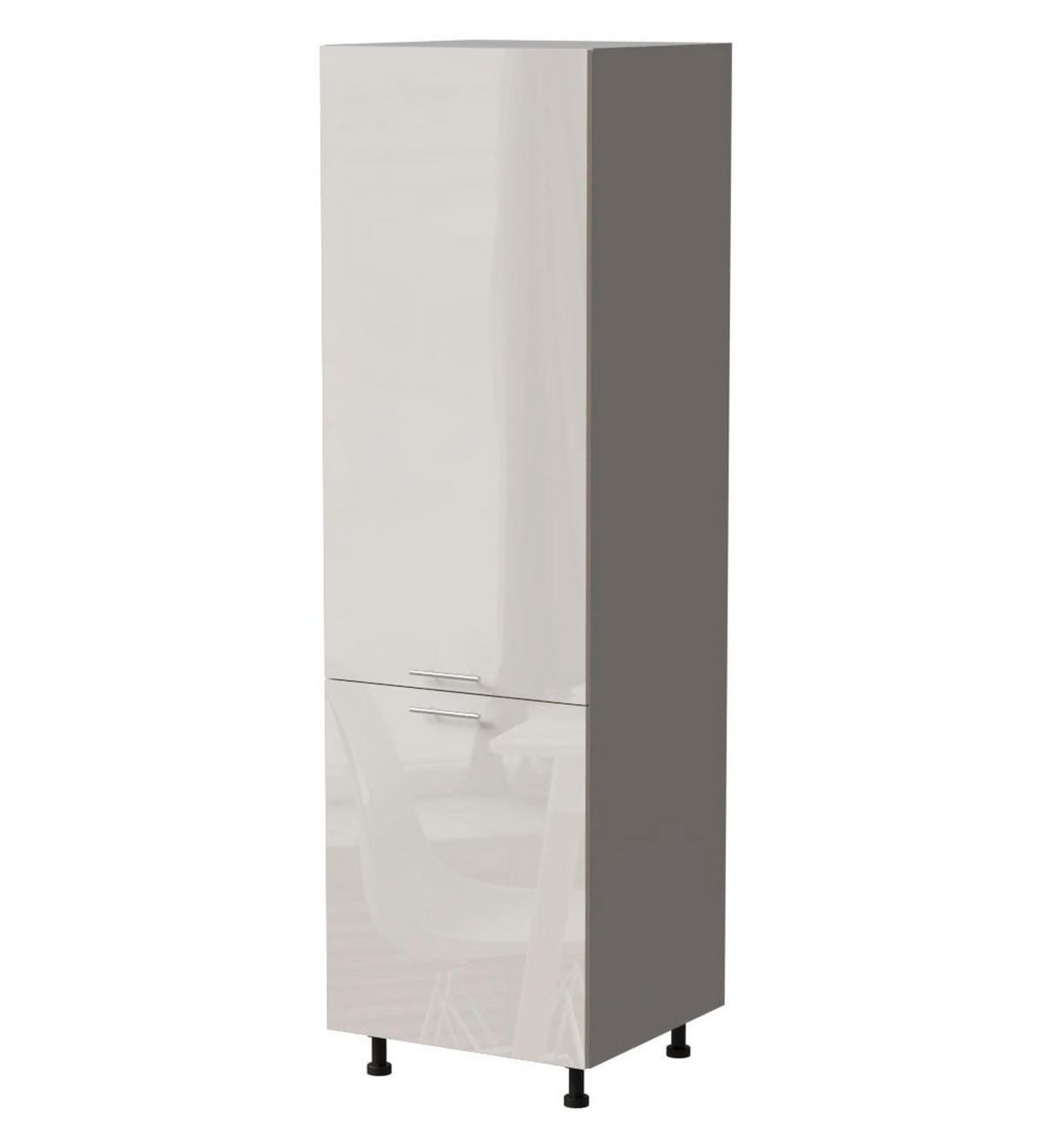 KÜHLSCHRANKUMBAUSCHRANK Brerra D14/DL/60/207 RAL 9001 creme Hochglanz / Grau Matt 60 / 59 / 207cm - Creme/Grau, Holz/Holzwerkstoff (60/207/59cm) - Feldmann-Wohnen