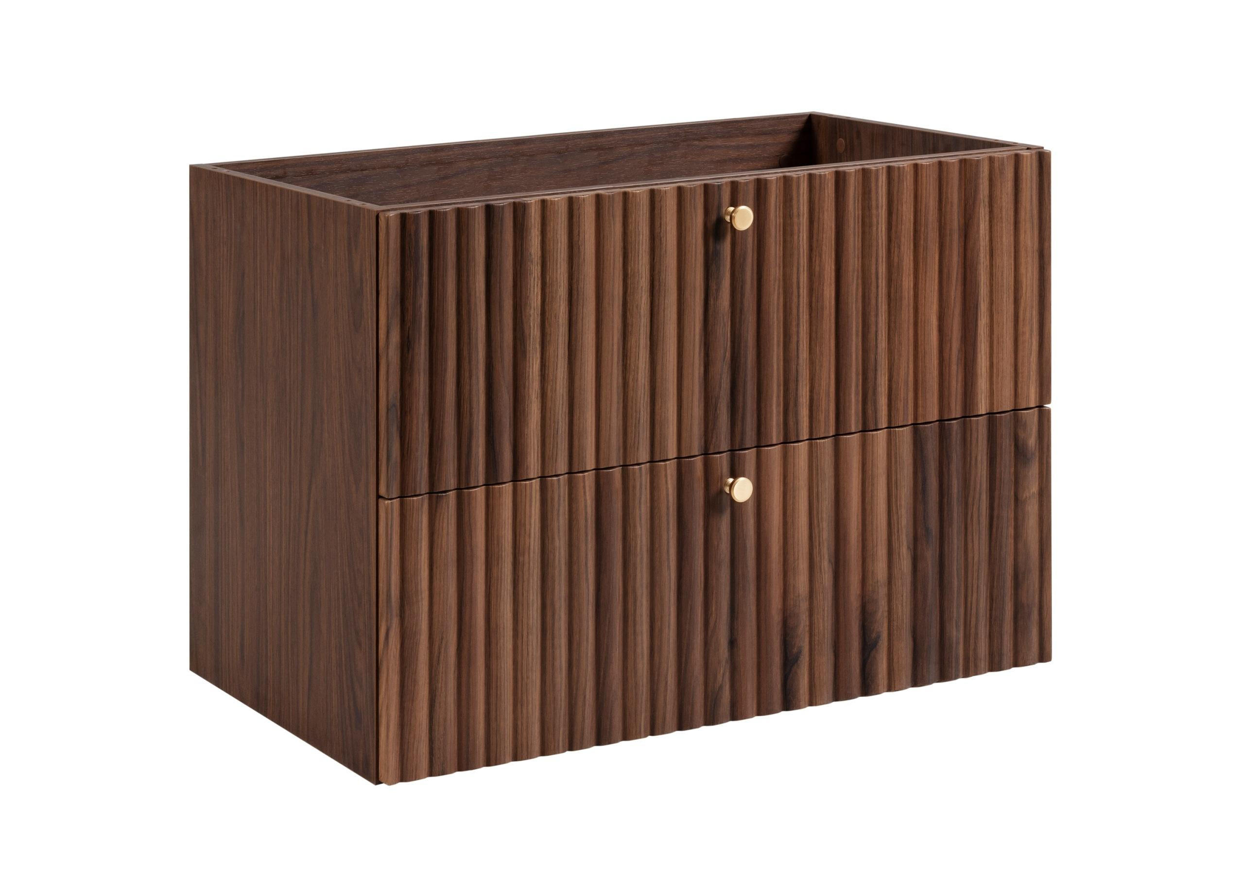WASCHBECKENUNTERSCHRANK BELLO geriffelt Walnuss 80/57/46 cm - Walnussfarben, Holzwerkstoff/Metall (80.2/57/46cm) - Rodan