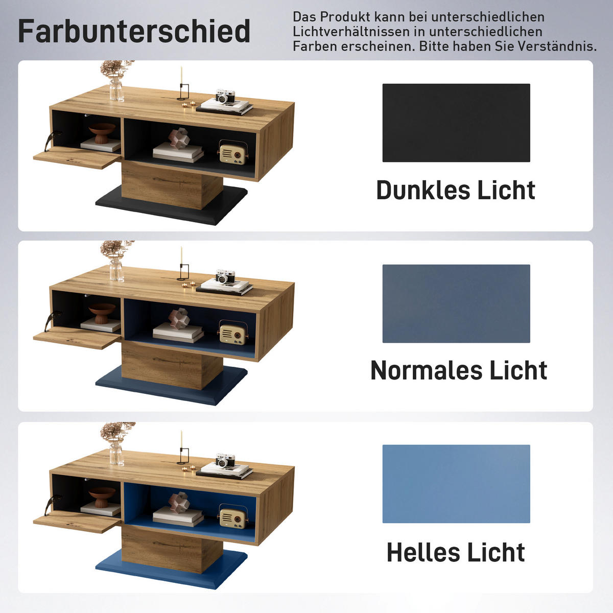 COUCHTISCH in Naturfarben Wohnzimmertisch mit doppelseitigem Stauraum, großem Ablagefach und Innenfach ,B100/T50/H46.5cm - Naturfarben, Holzwerkstoff (50/100/46.5cm) - STILVORA