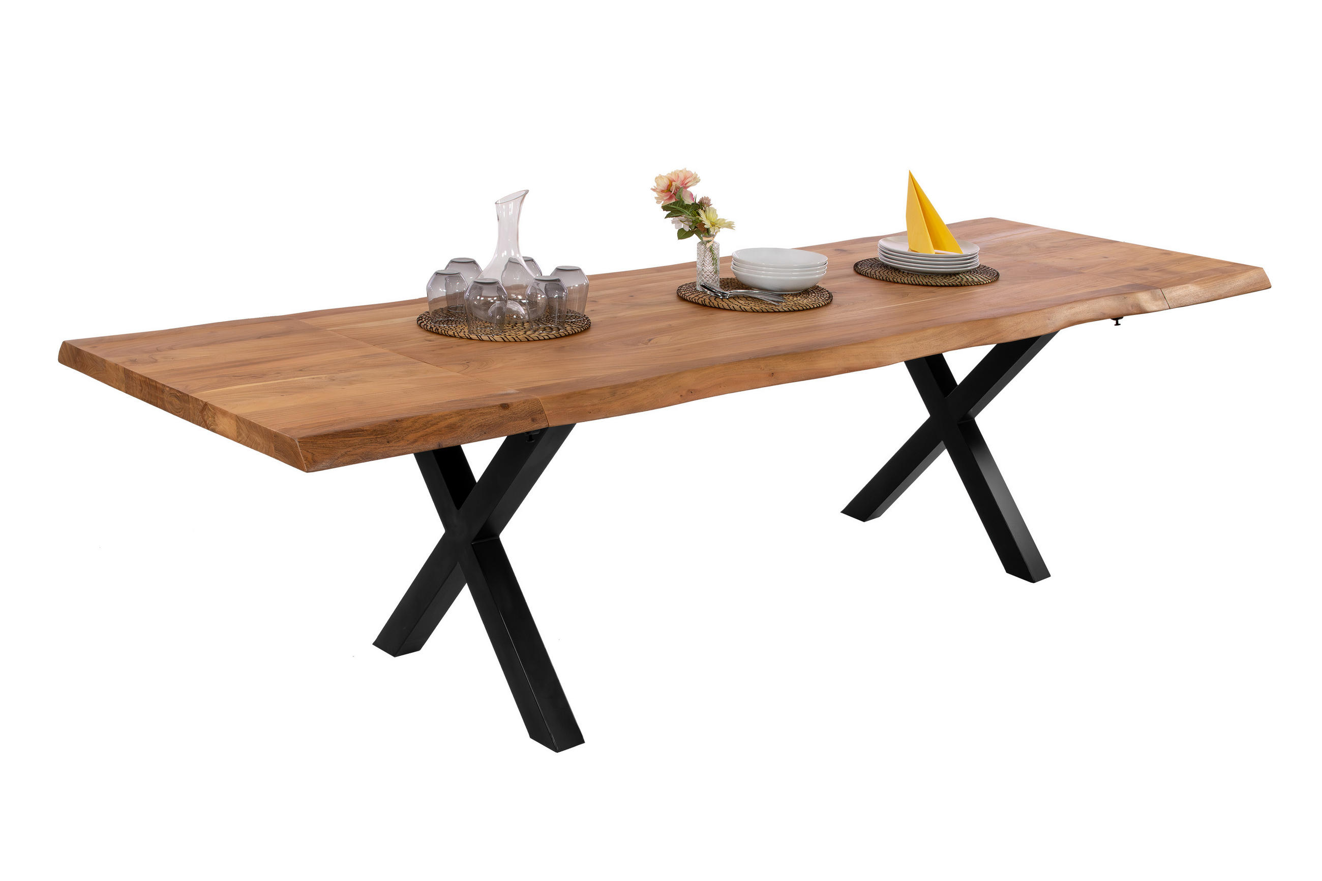 ESSTISCH ANSTECKPLATTE CALI - Beige/Schwarz, Holz (100/220/77cm) - SAM