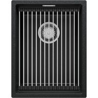 SPÜLBECKEN Praga Slim, 2-er set Anthrazit 36/47 cm 1 Becken + Ablauf-Set + Aufrollbare Abtropffläche ab 40er Unterschrank - Chromfarben/Anthrazit, Kunststoff (36/20/47cm) - Primagran