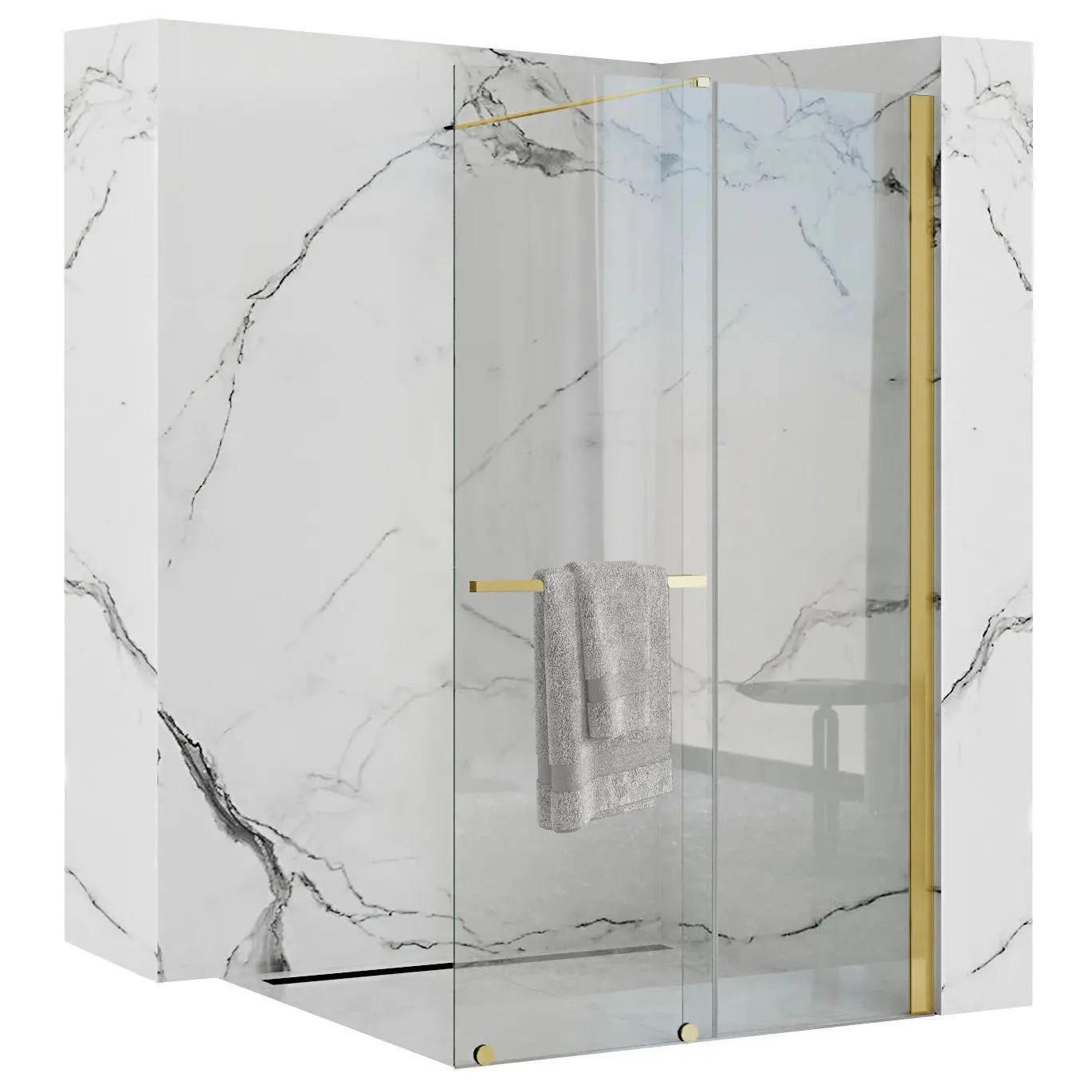 DUSCHWAND Rea Cortis Gold 100 - Goldfarben, Glas (100.5/199.5cm) - REA