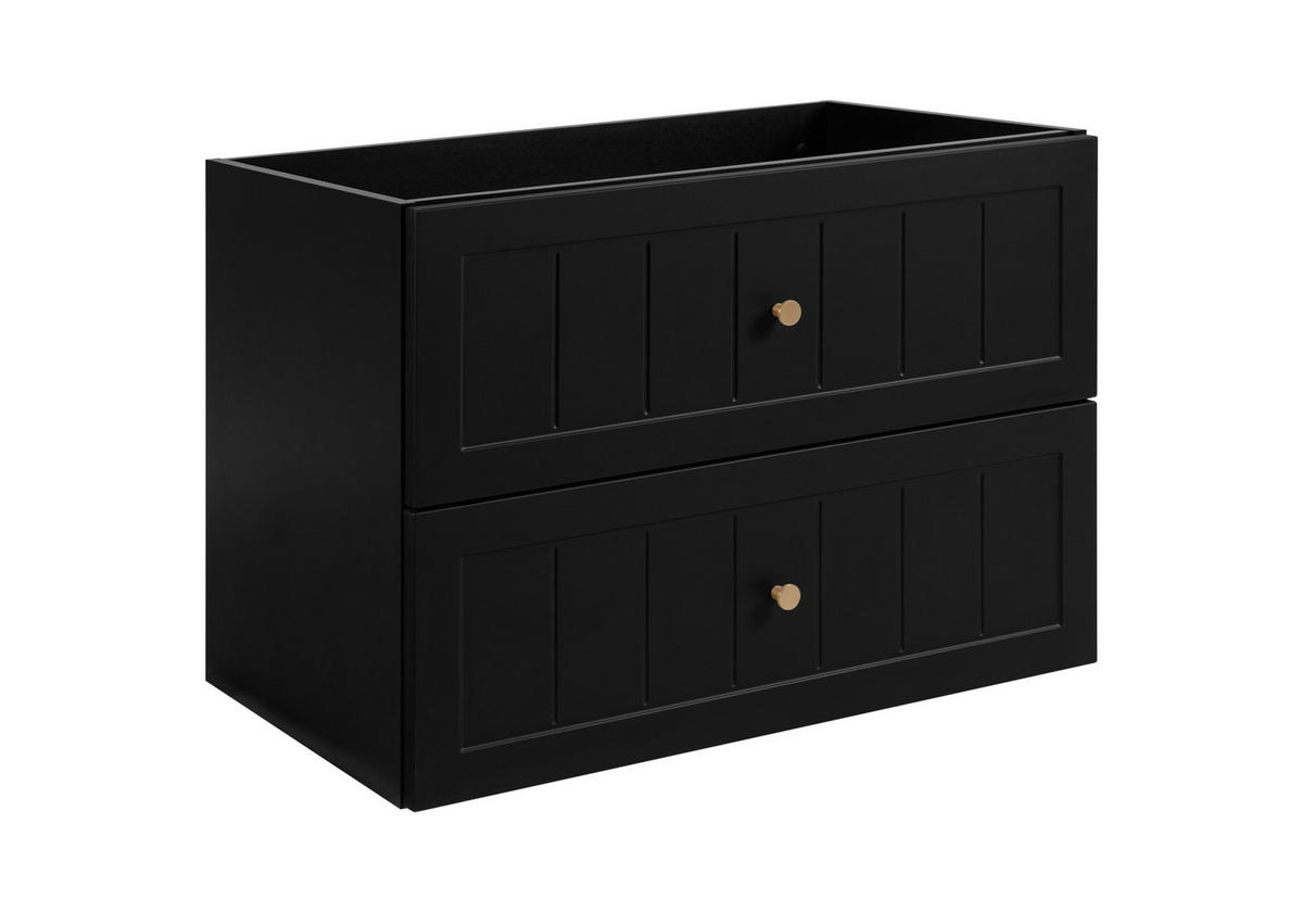 WASCHTISCHUNTERSCHRANK im klassischen Stil, schwarz, 80 x 57 x 46 cm - Goldfarben/Schwarz, Holzwerkstoff (80/57/46cm) - 3XE LIVING