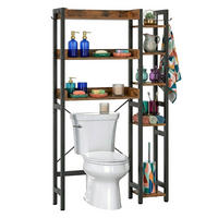 TOILETTENREGAL - Schwarz, Holzwerkstoff/Metall (80/161/24cm) - Relaxdays