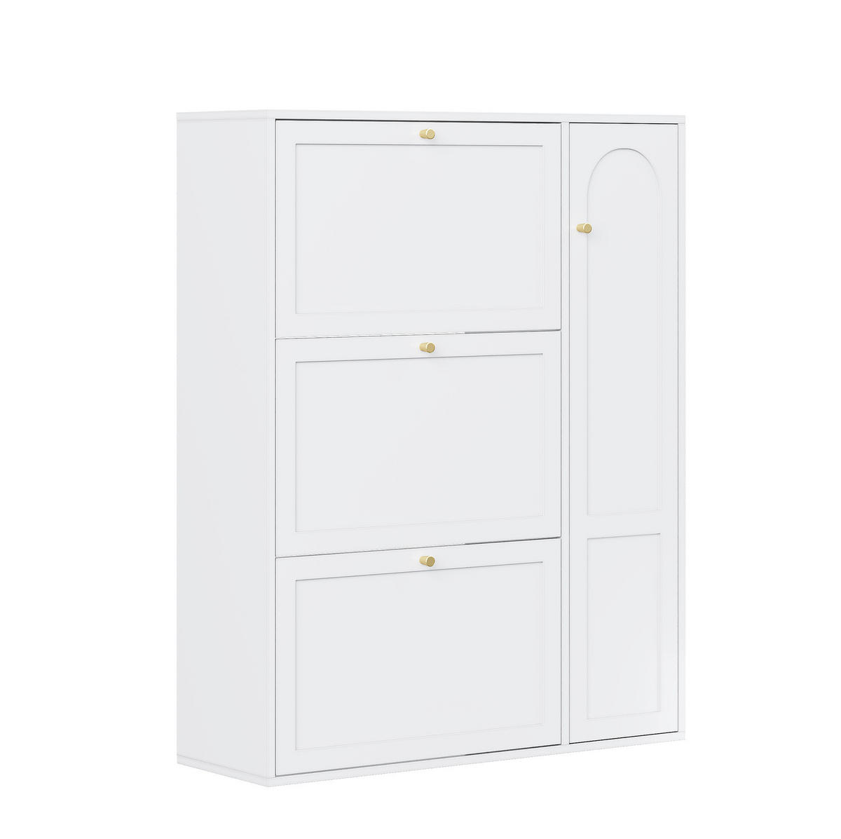 SCHUHSCHRANK 90/114/25 cm Weiß aus MDF und Spanplatte mit 3 Klappen und 1 Tür - Weiß, Holzwerkstoff (90/114/25cm) - OKMYHOME