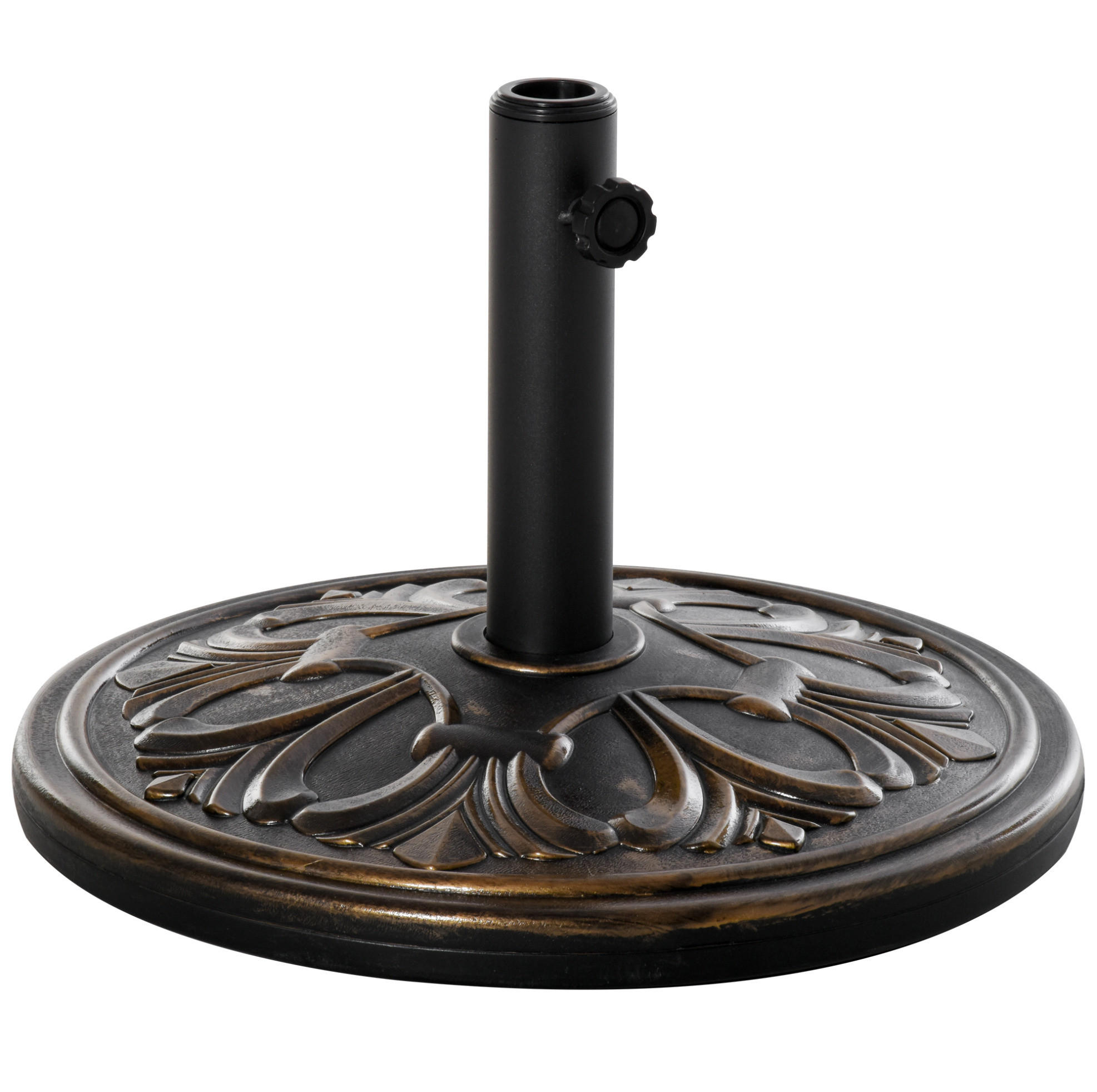 SONNENSCHIRMSTÄNDER 48/48/34 cm bronze aus Zement mit Adapterhülsen - Bronzefarben, Stein (48/48cm) - OKWISH