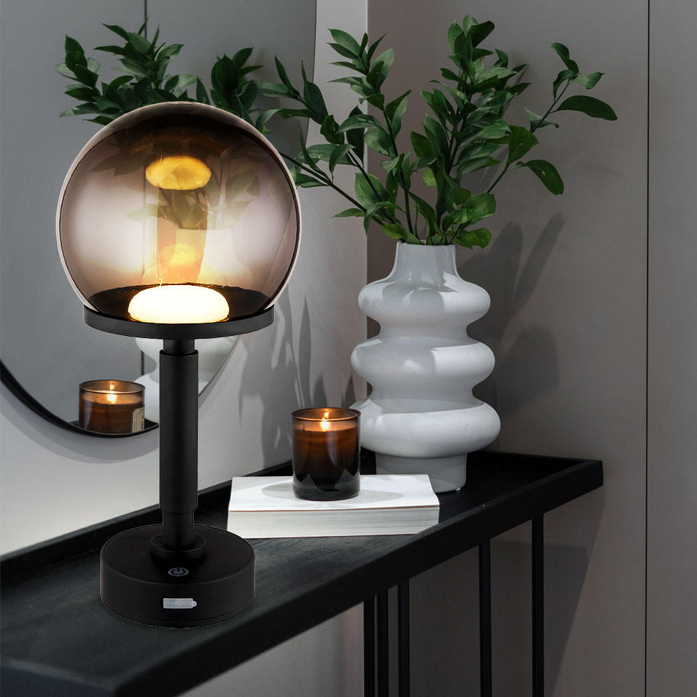 LED TISCHLEUCHTE Haku Schwarz - Schwarz, Kunststoff (15/15/31.5cm) - Globo Lighting