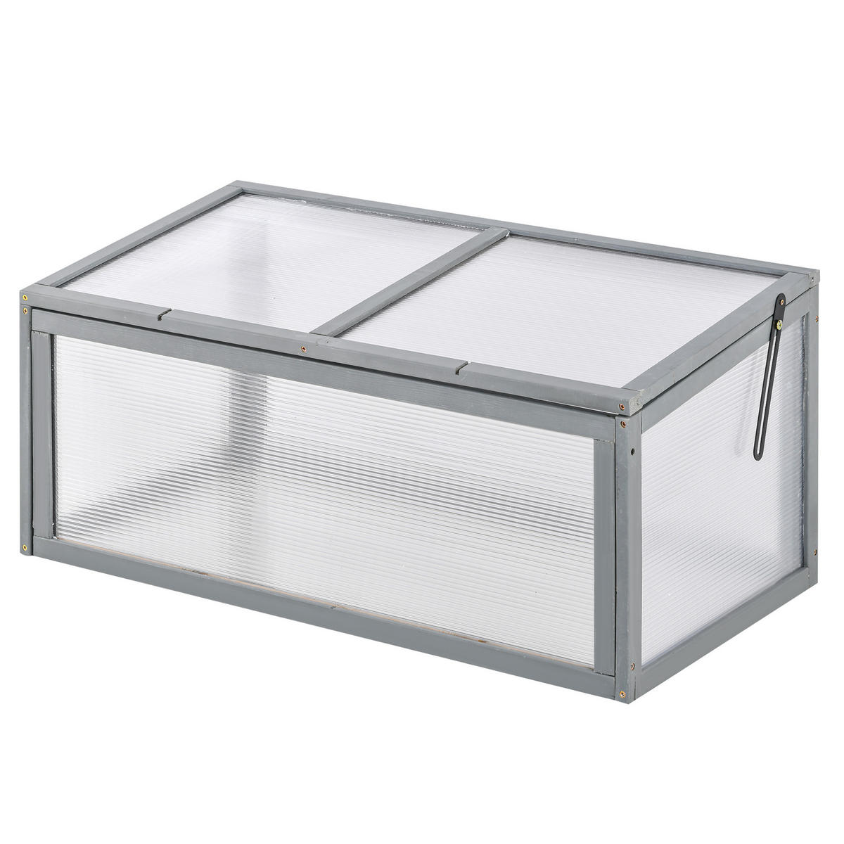 GEWÄCHSHAUS DE-05764 Holz & Polycarbonat, mit aufklappbarem Dach Grau - Grau, Holz (46/40/90cm) - ComfortXL
