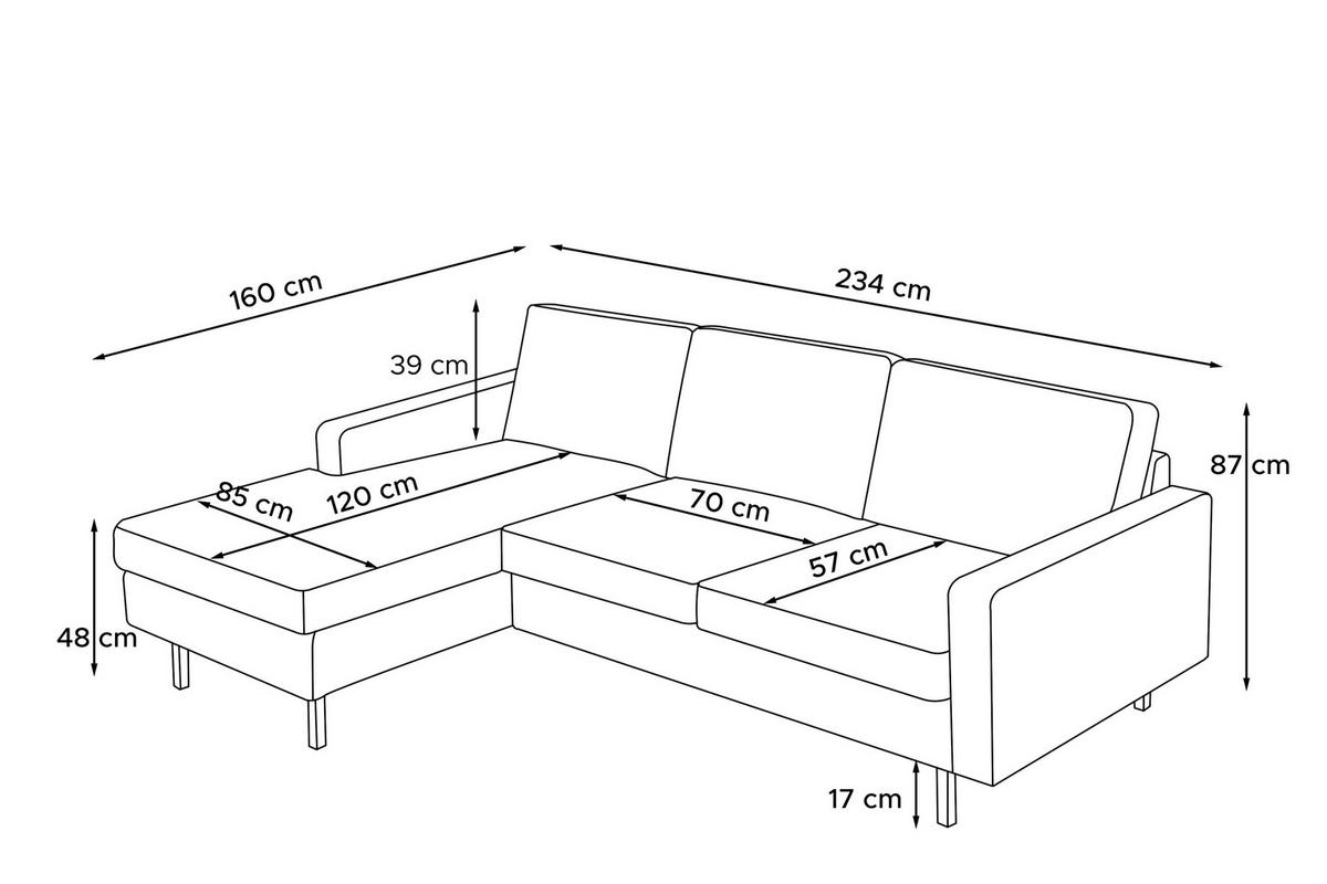ECKSOFA-LINKS INVIA mit Armlehnen vintage, Lederoptik-Stoff, dunkelbraun - Dunkelbraun/Schwarz, Textil (234/160cm) - KONSIMO®