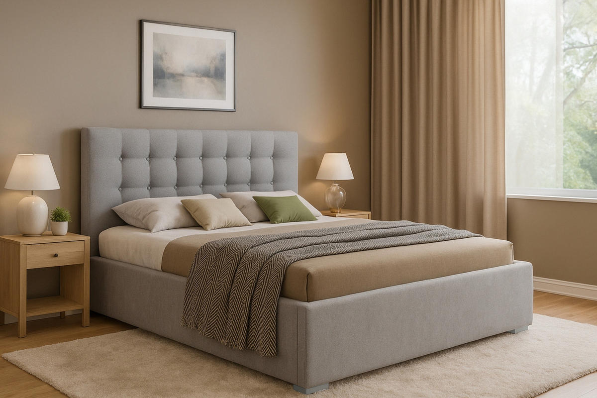 POLSTERBETT KINA 180/200 in Velours Hellgrau - Hellgrau, Holz/Holzwerkstoff (180/200cm) - Deine Möbel 24