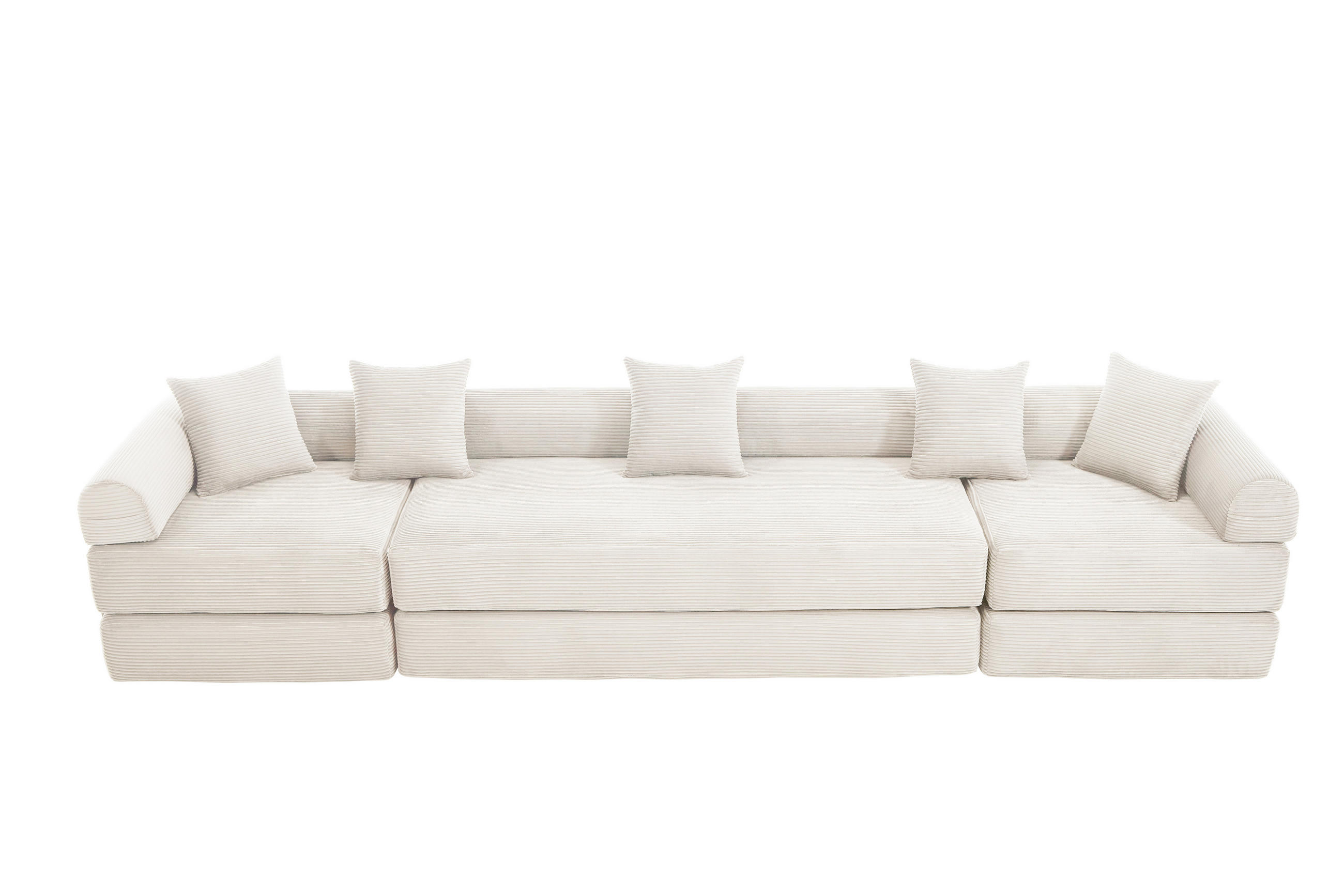 SCHLAFSOFA 270/180/64 cm Beige mit Integrierte Seitentaschen - Beige, Textil (270/64/180cm) - Oxeza